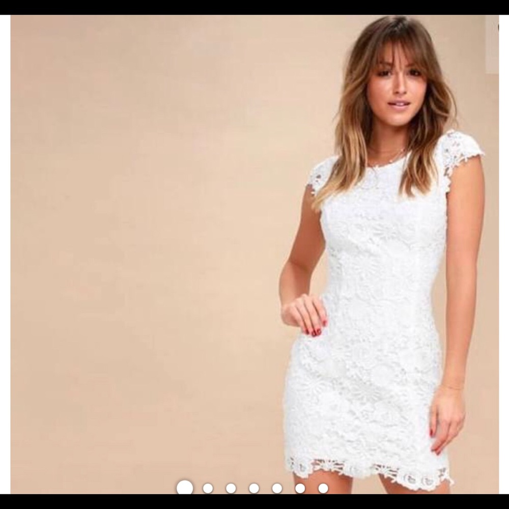 Lulus white lace open back dress